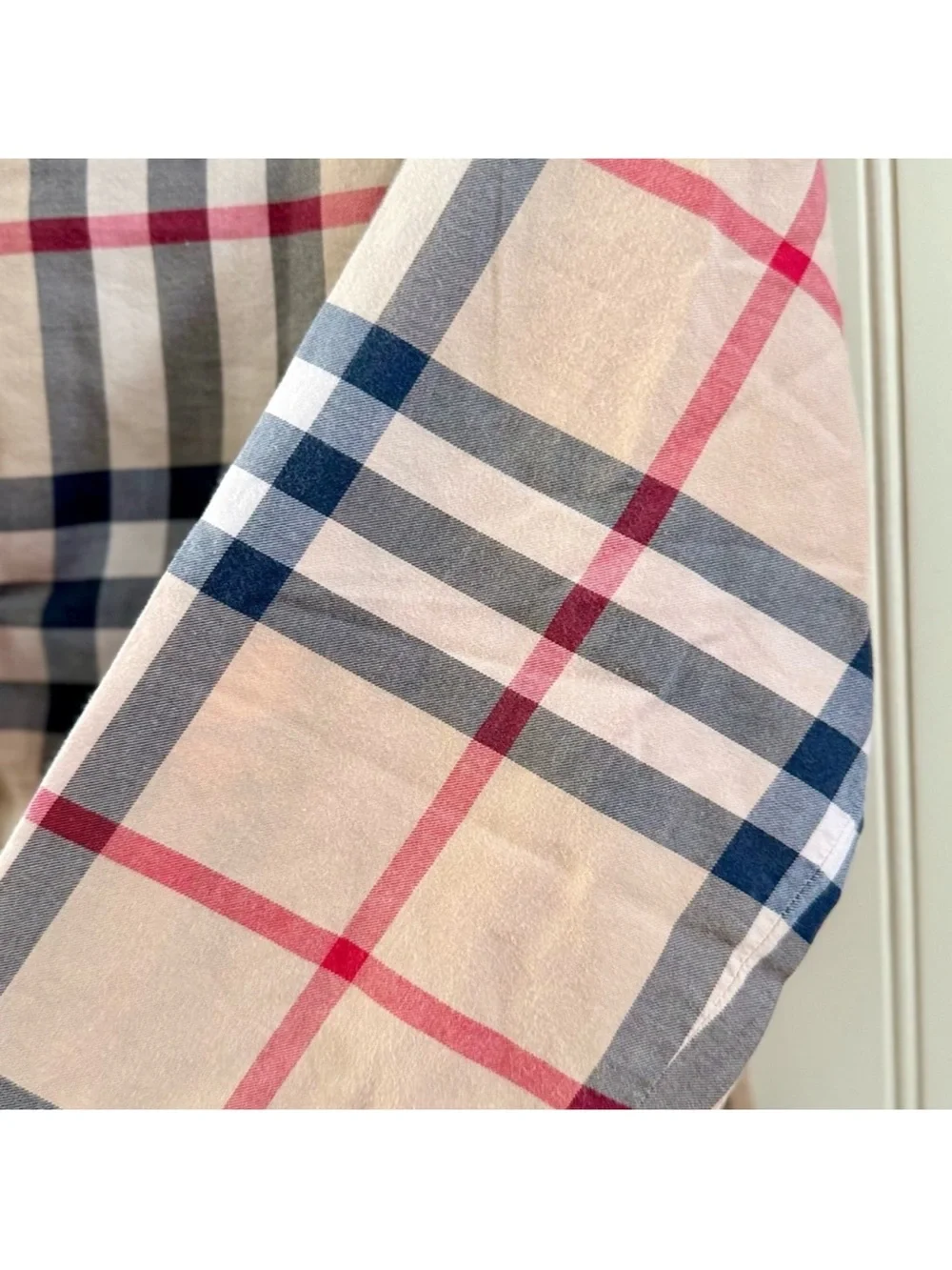 Burberry Beige Plaid Button-Front Shirt with tan and black Accents - Picture 6 of 7